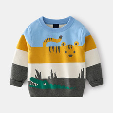  verhouse 儿童新款针织衫秋季抽象动物图案圆领卡通上衣 休闲舒适