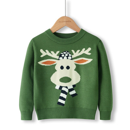  verhouse 儿童新款冬季针织衫圣诞卡通鹿男女童舒适打底衫 亲肤舒适图片