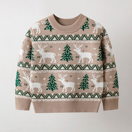  模范丈夫 儿童新款针织衫卡通圣诞麋鹿冬季舒适休闲打底衫 舒适 百搭休闲