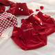  verhouse 6条装本命年女士红色内裤中腰舒适时尚亲肤蕾丝红三角底裤  亲肤