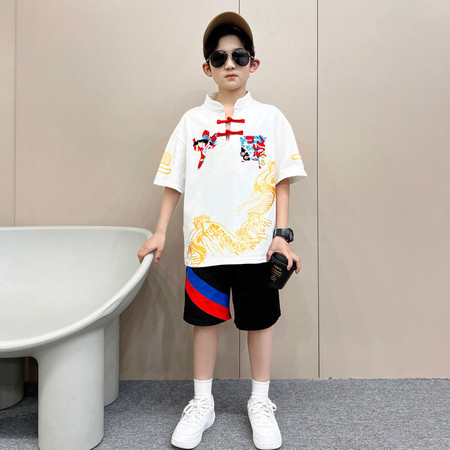 verhouse 男童中国风短袖套装夏季新款潮流薄款中式两件套 潮流时尚图片