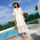 verhouse 夏季新款女士连衣裙镂空蕾丝白色气质沙滩连衣裙  透气 舒适