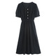 verhouse 女士蕾丝连衣裙夏季新款长款法式收腰气质五分袖长裙 气质优雅