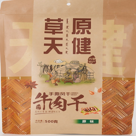 草原天健 {通辽市乡村振兴馆}风干牛肉干500g (新老包装随机发货)图片