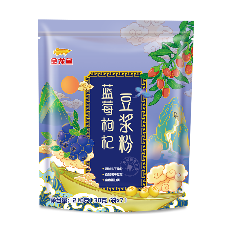 金龙鱼 蓝莓枸杞豆浆粉210g/袋(内含7小包） 速溶豆粉营养早餐