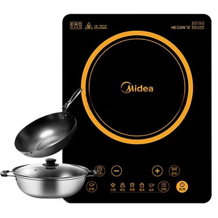 美的/MIDEA 电磁炉C22-HT2218HM 配送汤锅+炒锅图片