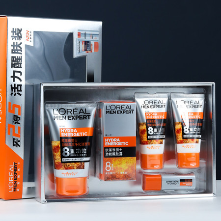 欧莱雅/LOREAL 男士活力醒肤套装 洁面膏100ml+50ml*2+醒肤露50ml+22ml图片