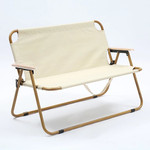 牧蝶谷 户外露营可折叠休闲木纹铝合金沙滩双人弹簧椅
