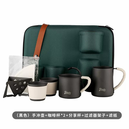 户外露营旅行便携装备不锈钢可折叠支架手冲咖啡壶套装图片