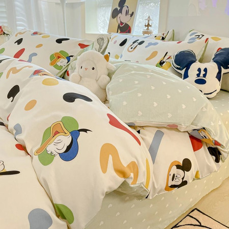 芙拉迪 迪士尼全棉卡通床单被套枕套三件套四件套床上用品含床笠款多花色图片
