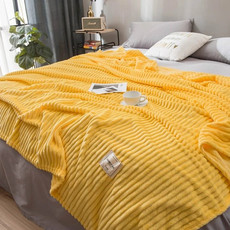 芙拉迪 夏季薄款纯色条纹法兰绒毯午睡毯空调毯小被子