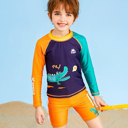 芙拉迪夏季游泳温泉速干长袖男童分体泳衣图片