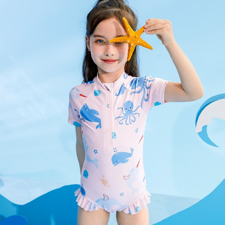 芙拉迪 夏季游泳温泉卡通印花女童连体泳衣图片