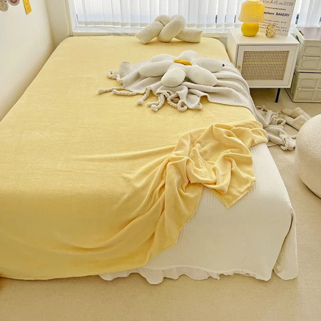 芙拉迪 秋冬家居细腻纯色简约牛奶绒床单仅床单 一触即暖 绒毛细腻