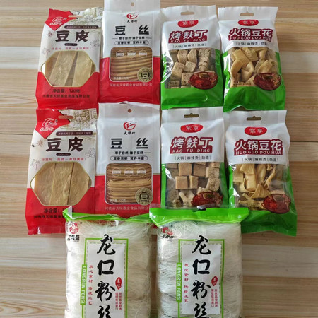 天绿竹 豆制品小礼包 豆花、豆丝、豆皮、烤麸丁、粉丝、各两袋图片