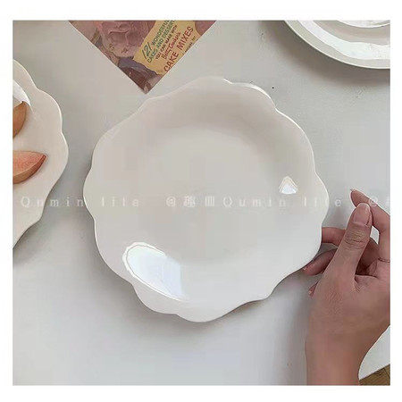 趣皿*INS风纯白色基础款 草帽盘汤盘酒店家用餐厅西餐陶瓷碗LJ