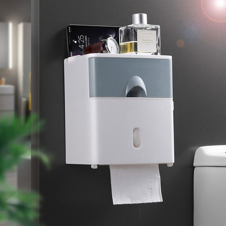 洛港 卫生纸盒卫生间纸巾厕纸置物架厕所家用免打孔创意防水抽纸卷纸筒图片