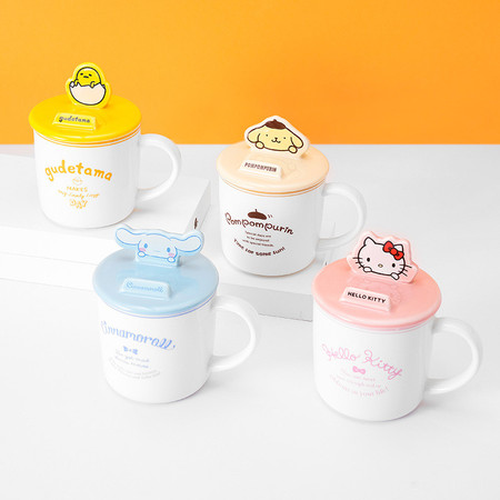 名创优品/MINISO Sanrio Characters带盖陶瓷杯布丁狗玉桂狗美乐蒂水杯370mL图片