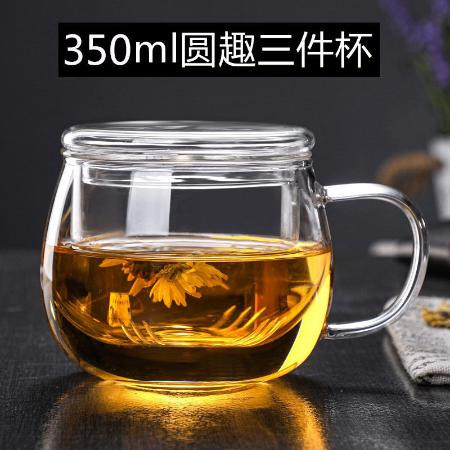 初石 带把玻璃杯加厚耐热带盖过滤花茶杯女办公室水杯茶水分离泡茶杯子