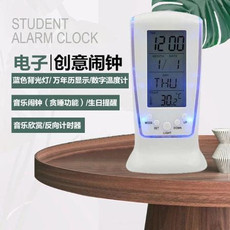 【送3节电池】LED电子钟简约闹钟音乐闹钟日期温度计时器夜光灯表