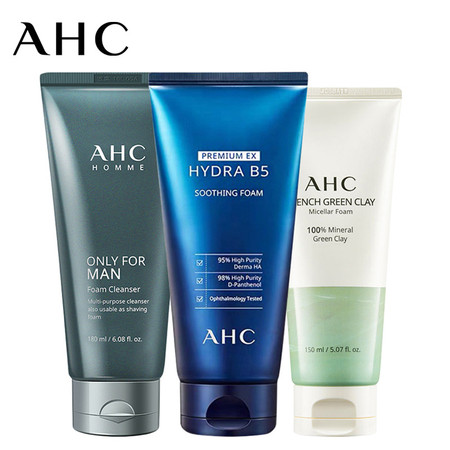 AHC男士/B5玻尿酸/绿泥洗面奶清洁泡沫洁面女修护温和保湿清爽控油
