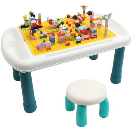百睿星 多功能儿童学习小颗粒积木桌宝宝益智拼装玩具组合游戏桌椅套装图片