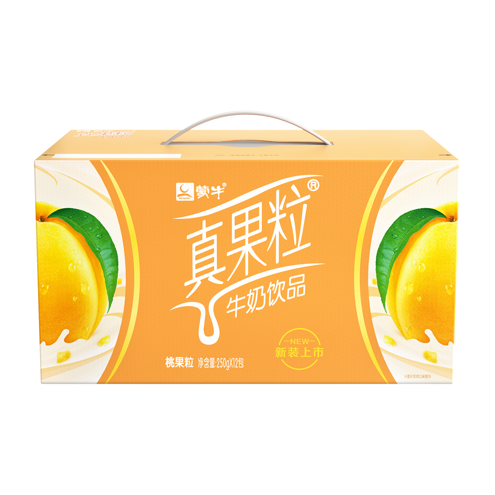 蒙牛 真果粒黄桃果粒牛奶250gX12盒牛奶饮品（新老包装随机发货