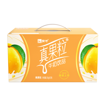 蒙牛 真果粒黄桃果粒牛奶250gX12盒牛奶饮品（新老包装随机发货