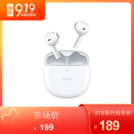 vivo TWS Air 真无线耳机2 元气白 14.2mm 澎湃高清单元双麦 AI 通话降噪