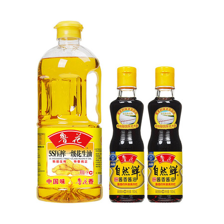 鲁花压榨一级花生油1L+鲁花自然鲜酱香酱油160ml*2图片