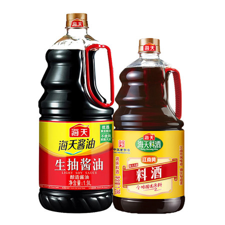 海天 生抽酱油1.9L+海天古道料酒1.28L图片