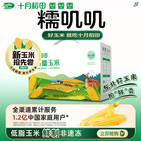 十月稻田 鲜食黄糯玉米220g*10袋/盒图片