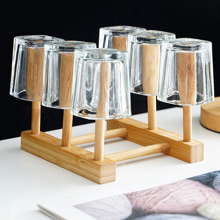 日式木制杯架 创意收纳置物架茶杯挂架倒挂家用沥水木质水杯子架图片