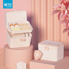 茶花药箱家用大容量双层医药箱粉色