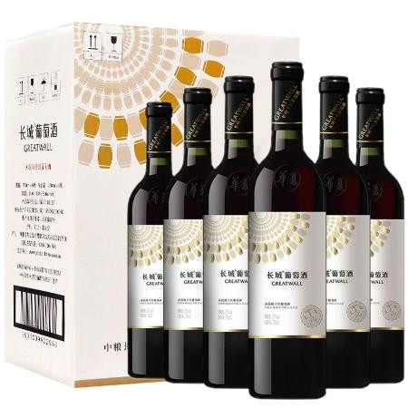 长城红酒整箱葡萄酒中粮华夏风赤霞珠正品干红葡萄酒750ml6瓶