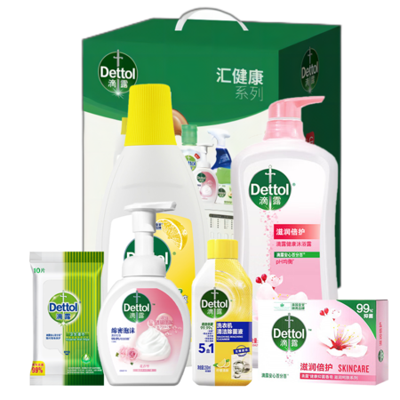 滴露/Dettol 清洁套装F 滴露6款产品 沐浴露洗手液香皂洗衣机除菌液  湿巾