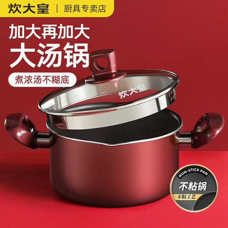 炊大皇/COOKER KING 溢彩不粘汤锅 家用双耳烧汤煮面锅火锅20cm/22cm