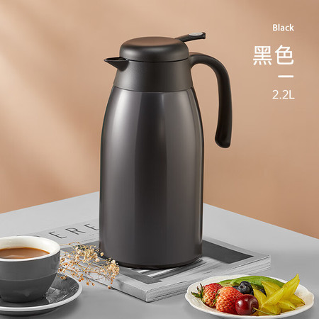 炊大皇/COOKER KING家用保温壶 2.2L大容量 304不锈钢内胆热水壶雅黑 BW2YH-1