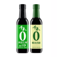 千禾 零添加酱油减盐55%特级生抽 500ml+糯米香醋500ml