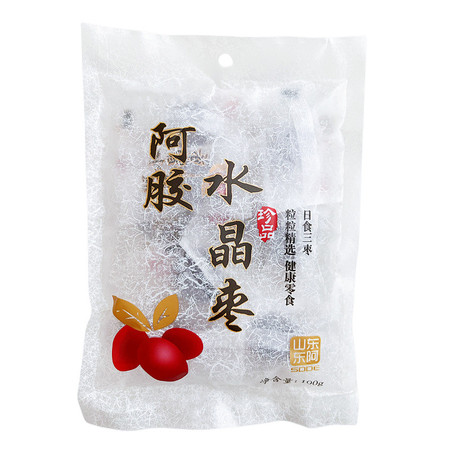 胶晗堂 山东阿胶枣东阿即食水晶枣100g*2袋金丝枣蜜枣红枣营养休闲