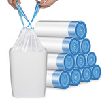 利得 抽绳垃圾袋自动收口穿绳手提式加厚钢带白色45*50*20