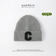 韩版简约C字母针织帽秋冬保暖毛线帽卷边帽显脸小