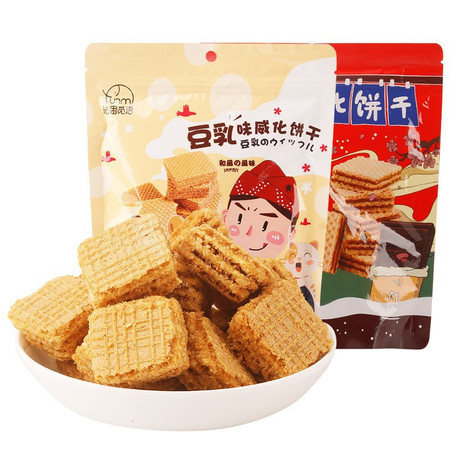 法思觅语豆乳威化饼干日本和风风味巧克力味甜食零食袋装106g图片