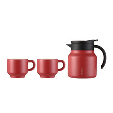 德世朗 随享时光保温壶咖啡杯陶瓷水杯套装DSX-TZ018 红色