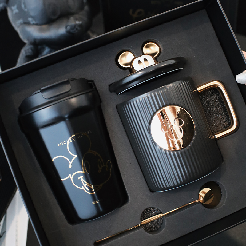 格沵 米奇系列风情礼盒 菱形咖啡杯（黑）+风琴马克杯（黑）