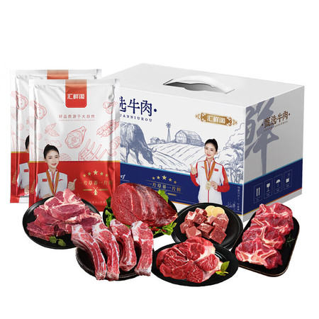 汇鲜阁 牛肉礼盒D款 山东济宁发货4500g