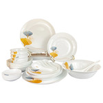 Corelle Brands康宁 冰萃玲珑金银杏餐具28件套CB-BSYX28/KZ/LS