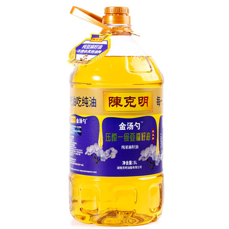 陈克明 压榨一级亚麻籽油5L食用油家用大桶装凉拌低温压榨清香植物油