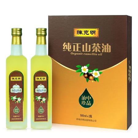 陈克明 纯正山茶油500ml*2 食用油物理压榨一级压榨茶油