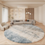 蓝翼 现代简约圆形地毯客厅书房茶几垫北欧简约线条卧室床边毯